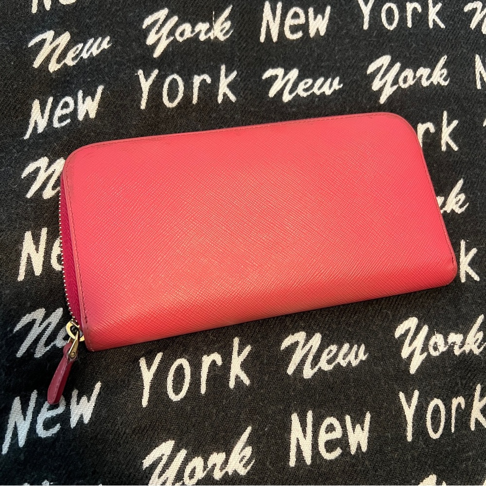 Pink Prada Saffiano leather full zip around wallet - Picture 3 of 11